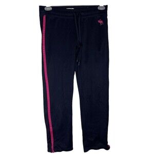 Vintage Abercrombie & Fitch Womens Y2K Joggers Sweat Pants Medium Black Pink Zip